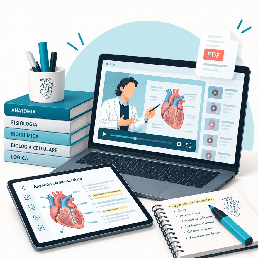 Videolezione Maheart sull'apparato cardiovascolare con dispensa PDF e appunti
