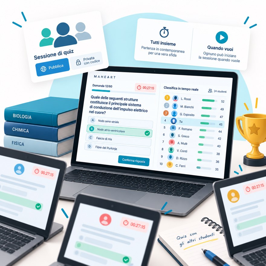 Sessione di quiz tra studenti con la classifica
